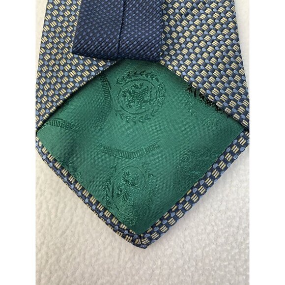 Tommy Hilfiger Tie Blue Yellow Silk USA Vintage NWT - Picture 8 of 10